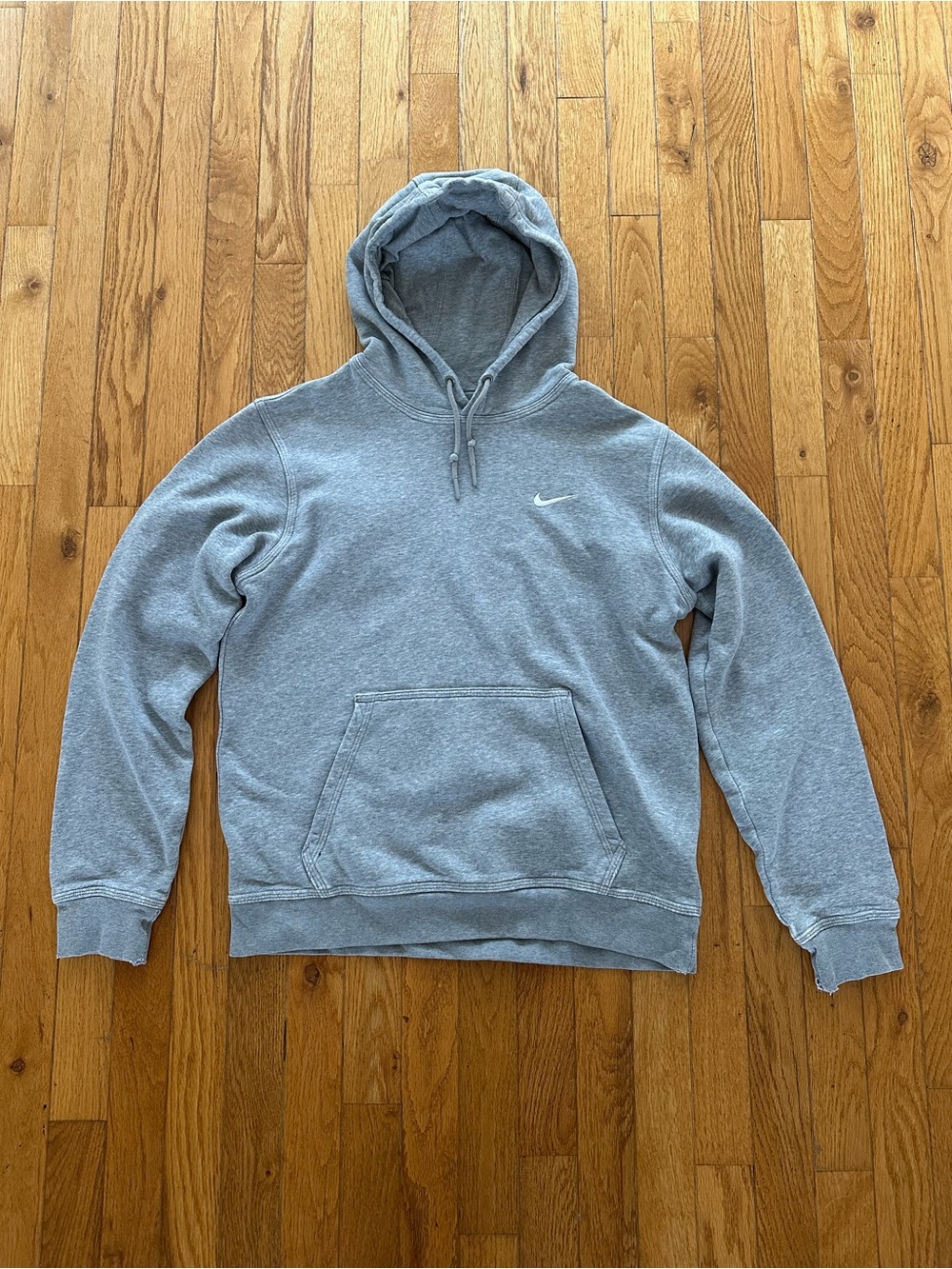 Nike Light Gray Pullover Hoodie with Black Swoosh Tag